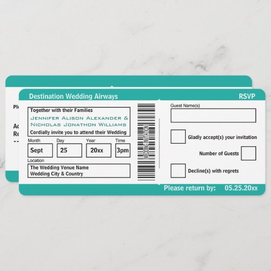 Moderne instapkaarten bestemming bruiloft uitnodig kaart (Voorkant / Achterkant)