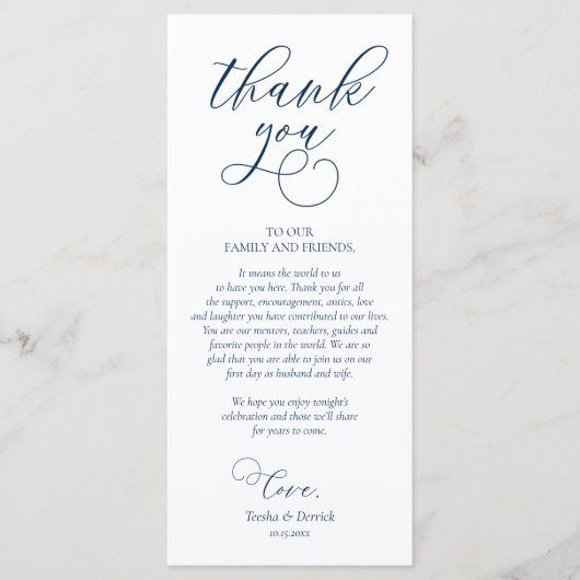 Moderne instelling voor eetbare plek Dank u wel, m Programmakaart (Voorkant)