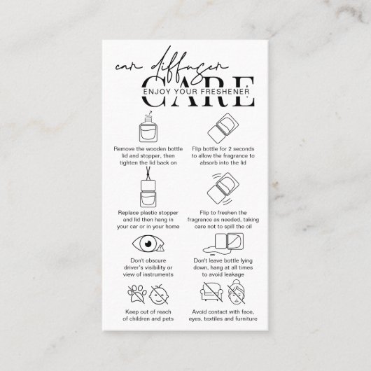 Moderne instructies voor diffusorbehandeling van a visitekaartje (Voorkant)