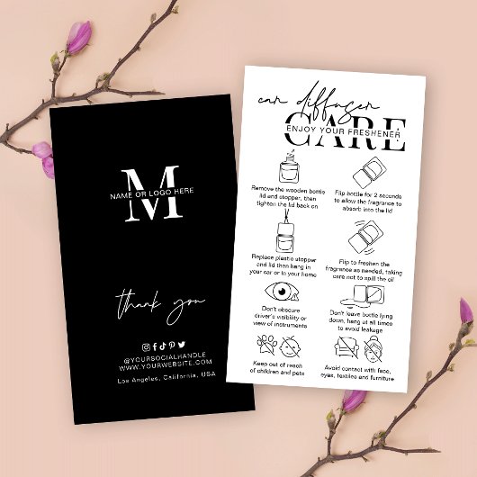 Moderne instructies voor diffusorbehandeling van a visitekaartje