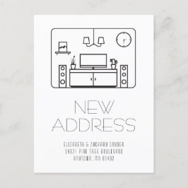 Moderne interieur zwart-wit Nieuw adres ansichtkaa Briefkaart