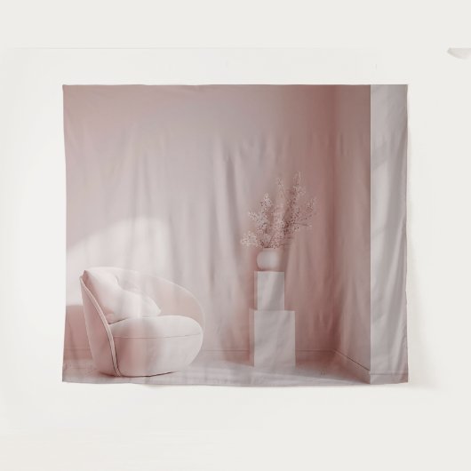 Moderne interieurachtergrond van roze kamer tapest wandkleed (Voorkant (horizontaal))