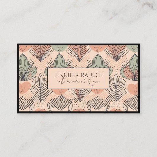 Moderne Interieurontwerper Abstract Boho Cream Gre Visitekaartje (Voorkant)
