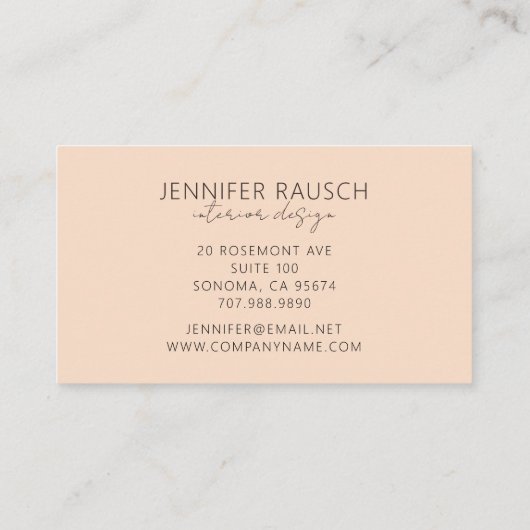 Moderne Interieurontwerper Abstracte Boho Abrikoos Visitekaartje (Achterkant)
