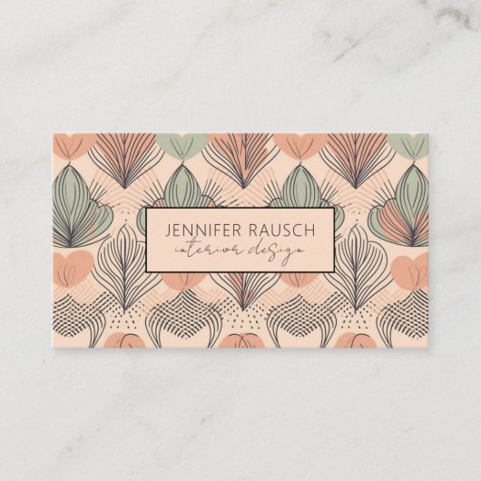 Moderne Interieurontwerper Abstracte Boho Abrikoos Visitekaartje (Voorkant)