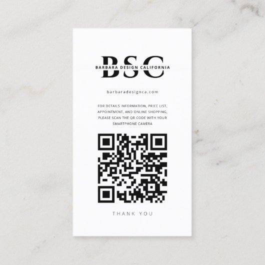 Moderne Interieurontwerper Architect Instagram Gri Visitekaartje (Achterkant)