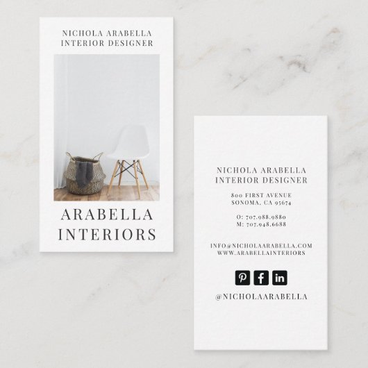 Moderne interieurontwerper Foto Visitekaartje (Voorkant / Achterkant)