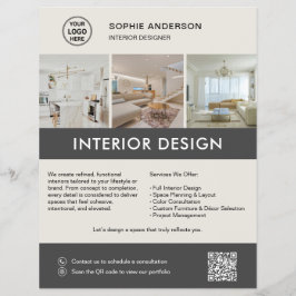 Moderne interieurontwerper Marketing Neutraal Grij Flyer