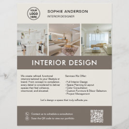 Moderne Interieurontwerper Marketing Neutraal Taup Flyer