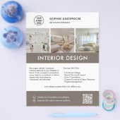 Moderne Interieurontwerper Marketing Wit Taupe Flyer (Enkel)