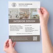 Moderne Interieurontwerper Marketing Wit Taupe Flyer (Hand)
