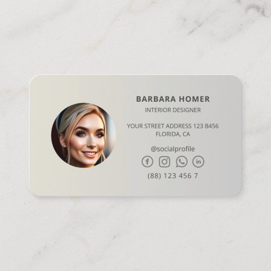 Moderne Interieurontwerper Professionele Zilveren  Visitekaartje (Achterkant)