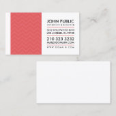 Moderne interieurontwerper rode Chevron patroon Visitekaartje (Voorkant / Achterkant)