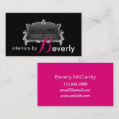 Moderne interieurontwerper Roze en Zwart Visitekaartje (Voorkant / Achterkant)