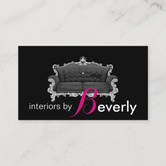 Moderne interieurontwerper Roze en Zwart Visitekaartje (Voorkant)