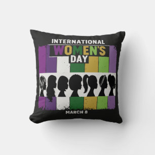 Moderne Internationale Vrouwendag Diverse Vrouwe Kussen