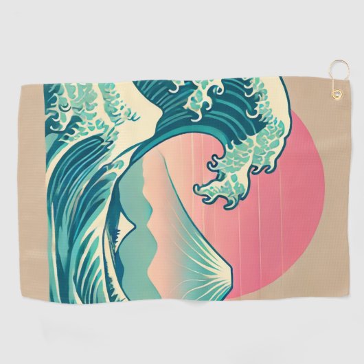 Moderne interpretatie van de Grote Golf Golfhanddoek (Horizontaal)