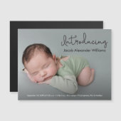 Moderne introducerende aangepaste baby voor script magnetische uitnodiging (Voorkant / Achterkant)