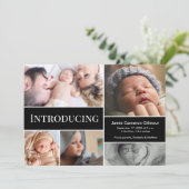 Moderne introducerende Baby Veelvoudige Foto's Aankondiging (Staand voorkant)