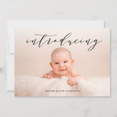 Moderne introductie Baby Foto geboorteaankondiging Kaart (Voorkant)