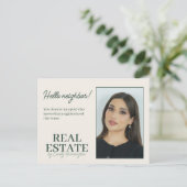 Moderne Introductie Groen Vastgoed Makelaar Briefkaart (Staand voorkant)