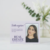 Moderne Introductie Lavendel Makelaar Briefkaart (Staand voorkant)