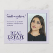 Moderne Introductie Lavendel Makelaar Briefkaart (Voorkant)