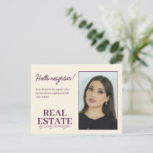 Moderne Introductie Perzik Makelaar Briefkaart (Staand voorkant)
