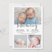 Moderne introductie script 3 foto baby tweeling ge aankondiging (Voorkant)