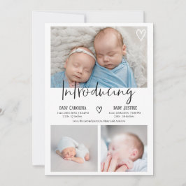 Moderne introductie script 3 foto baby tweeling ge aankondiging