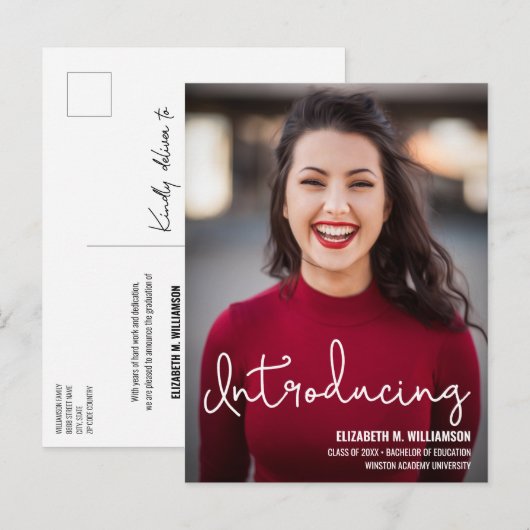 Moderne introductie van aangepaste foto voor leraa aankondigingskaart (Voorkant / Achterkant)