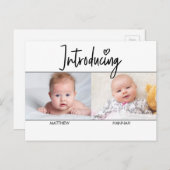 Moderne introductie van het script Twins boy and G Aankondigingskaart (Voorkant / Achterkant)