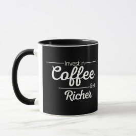 Moderne investeren in koffie witte tekst typografi mok