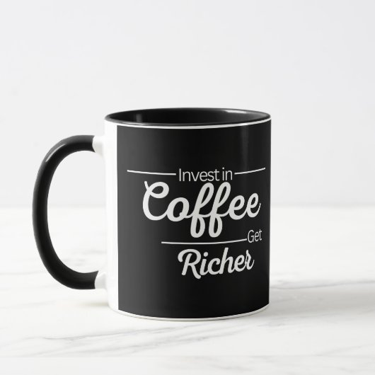 Moderne investeren in koffie witte tekst typografi mok (Links)