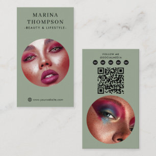 Moderne Invloedrijke Sage Foto Sociale Media QR Co Visitekaartje