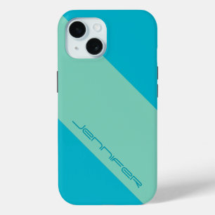 Moderne iPhone 15 Hoesje Blauw en Groen One Stripe