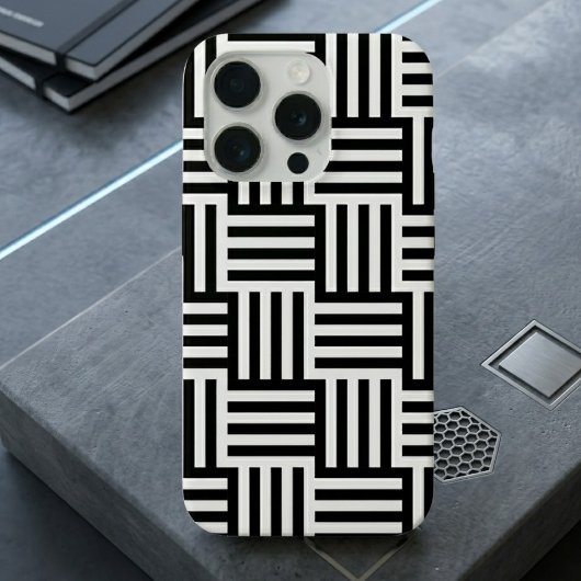 Moderne iPhone in zwart-wit geometrisch design Hoesje