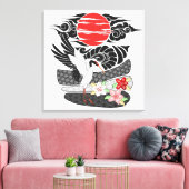 Moderne Irezumi Art Tsuru Canvas Afdruk (Insitu (Woonkamer))
