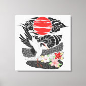 Moderne Irezumi Art Tsuru Canvas Afdruk (Voorkant)