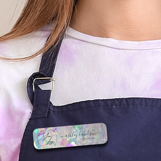 Moderne Iridescent Business Logo Name Tag