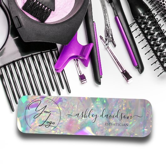 Moderne Iridescent Business Logo Name Tag