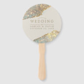 Moderne Iridescent Holographic Glitter Wedding Handwaaier (Voorkant)