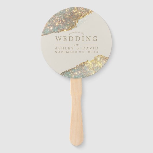 Moderne Iridescent Holographic Glitter Wedding Handwaaier (Voorkant)