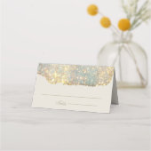 Moderne Iridescent Holographic Glitter Wedding Plaatskaartje (Voorkant)