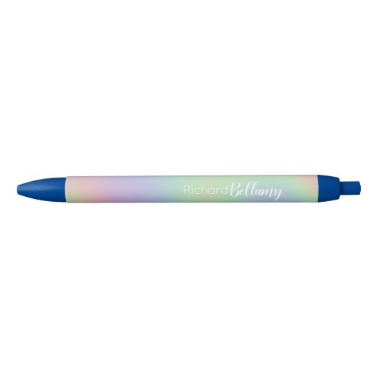 Moderne Iridescent Holographic Rainbow Zwarte Inkt Pen (Voorkant)