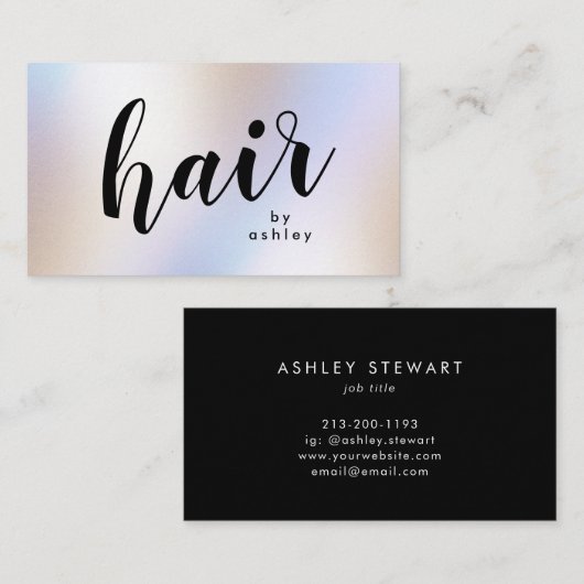 Moderne Iridescent Holographic Shimmer Hair Stylis Visitekaartje (Voorkant / Achterkant)