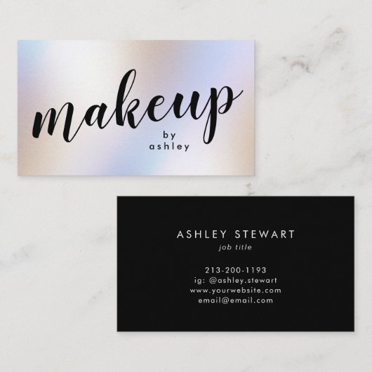 Moderne Iridescent Holographic Shimmer make-up Visitekaartje (Voorkant / Achterkant)