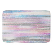 Moderne Iridescent & Silver Glitter Strokes Stripe Badmat (Voorkant)