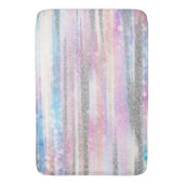 Moderne Iridescent & Silver Glitter Strokes Stripe Badmat (Voorkant Verticaal)