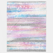 Moderne Iridescent & Silver Glitter Strokes Stripe Fleece Deken (Voorkant)